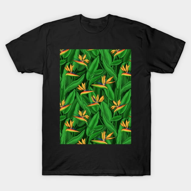 Night bird of paradise garden T-Shirt by katerinamk